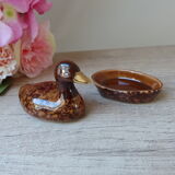 Small ceramic duck shaped box michel caugant vintage