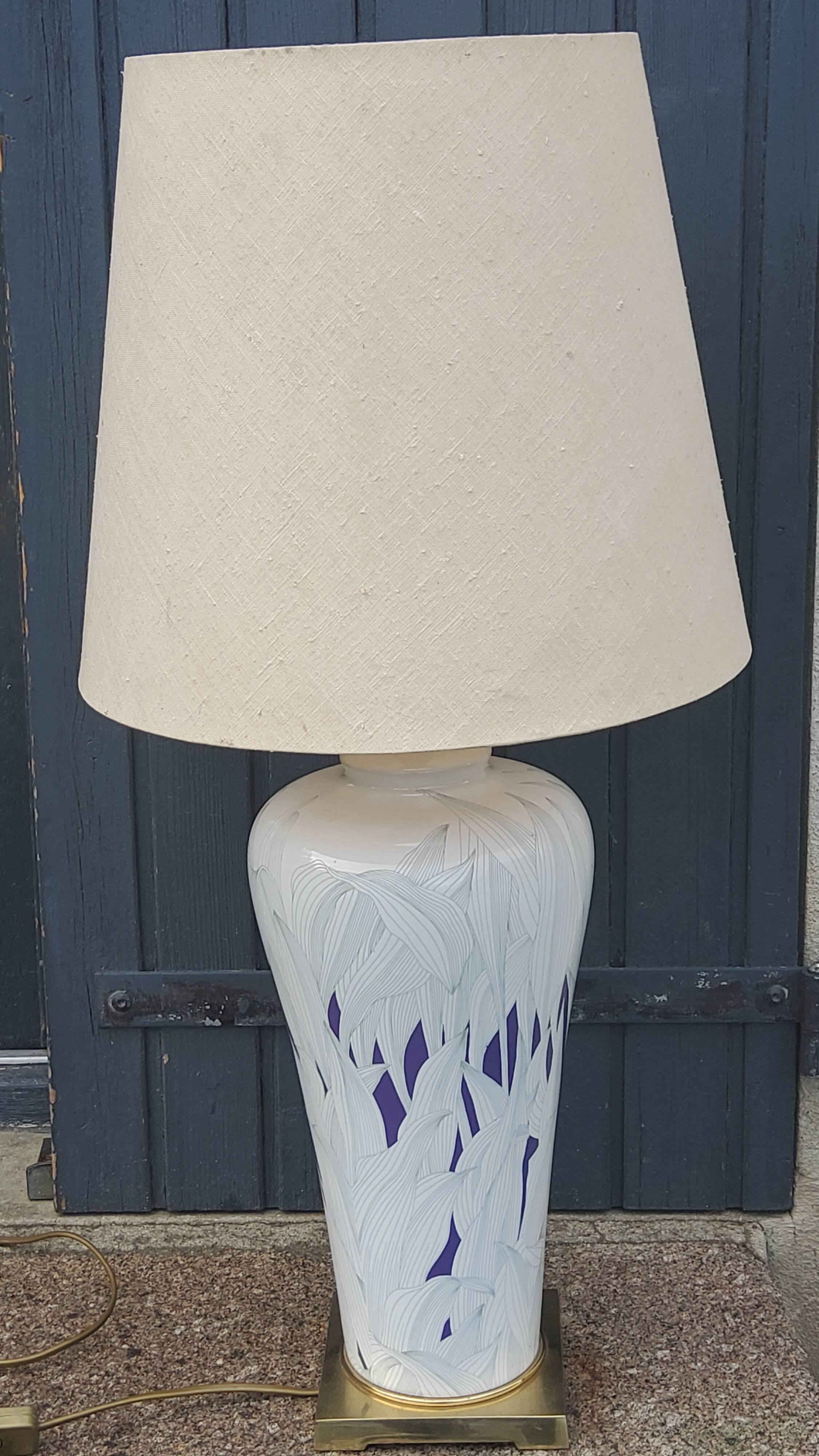 Lamp from the house Le Dauphin in ceramic and gilded brass