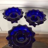 Old reims glass candlesticks cobalt blue