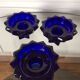 Old reims glass candlesticks cobalt blue