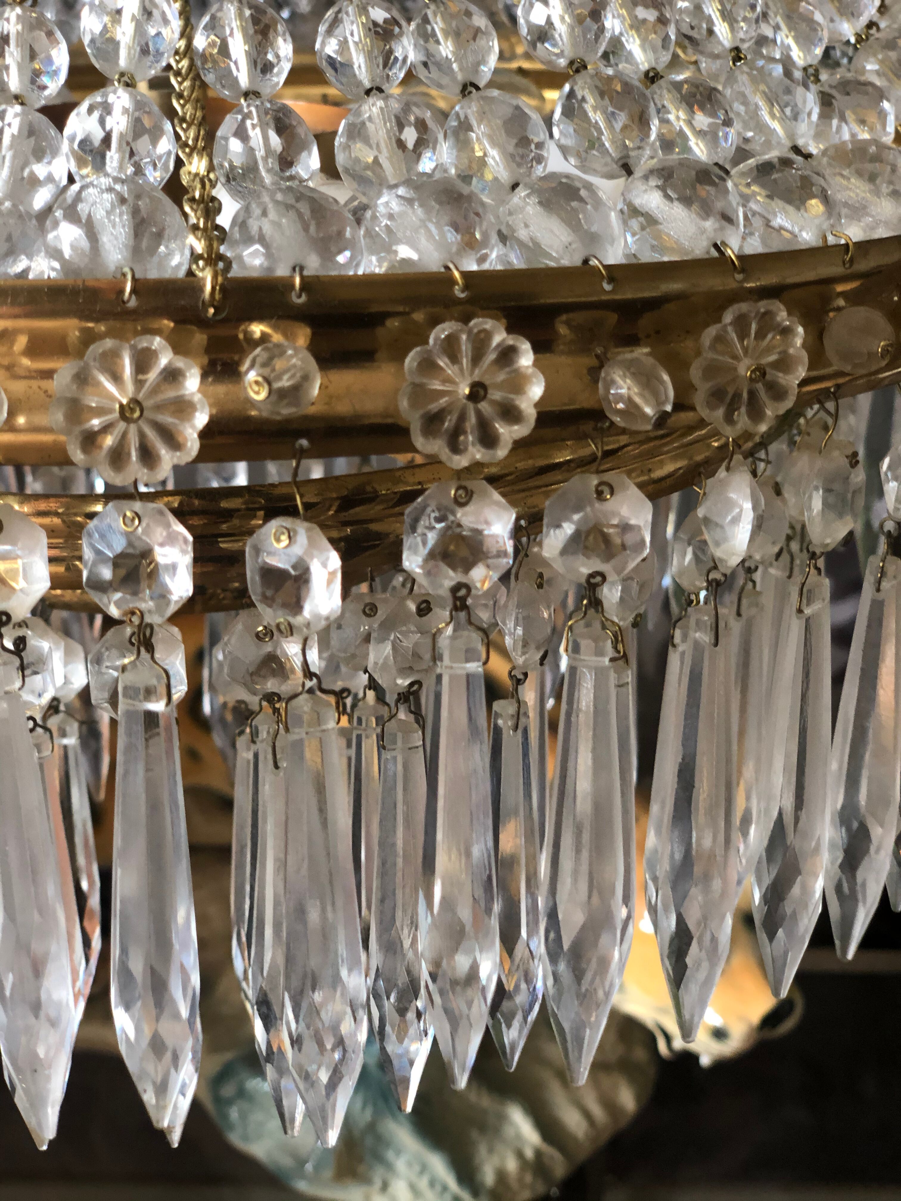 Crystal and brass chandelier
