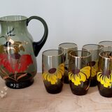 Vintage smoked amber glass pitcher