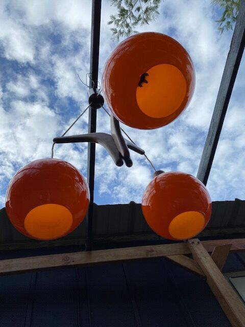 Scandinavian Rispal teak chandelier 1960