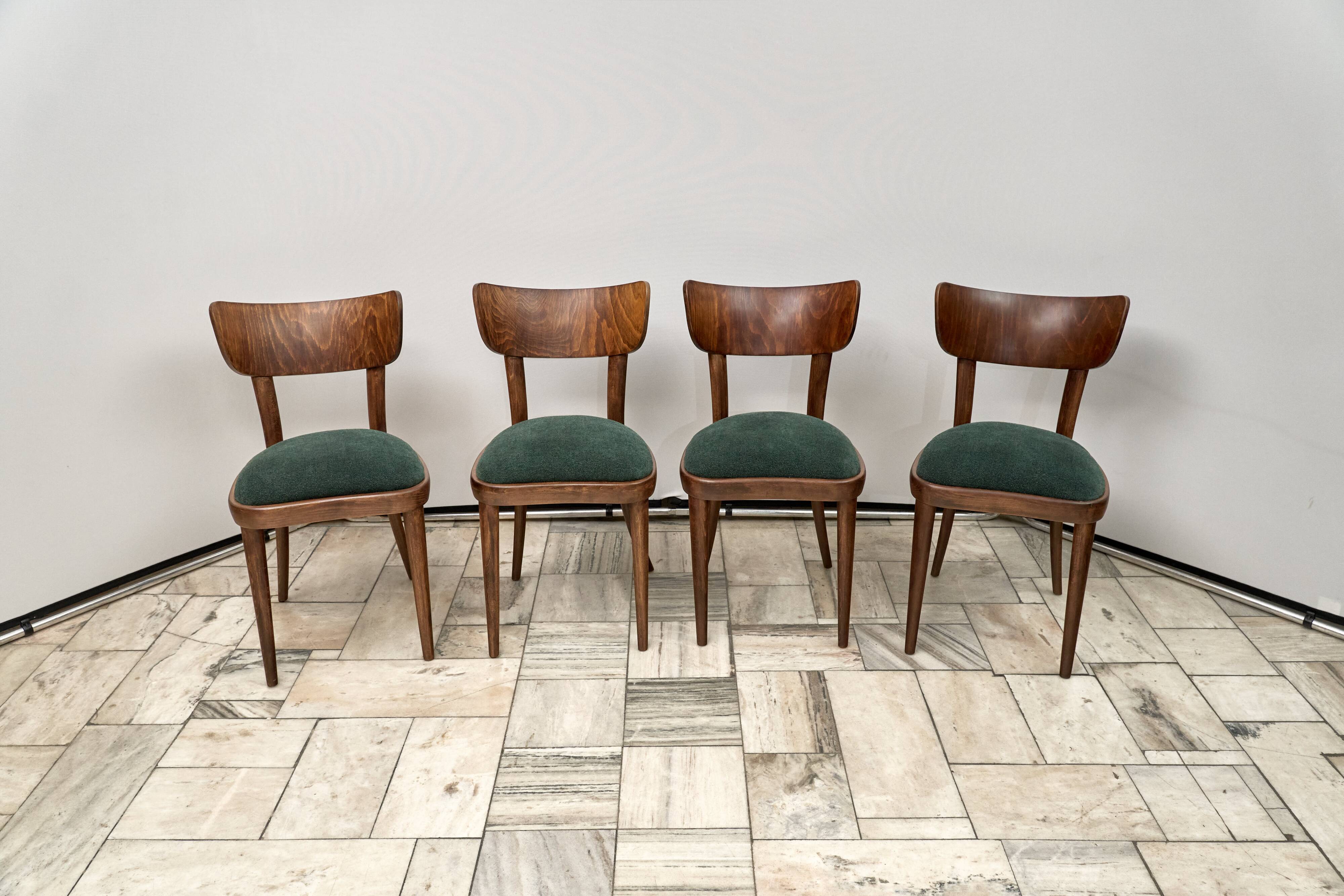 Set of 4 Thonet Chairs, 1950s, Czechoslovakia