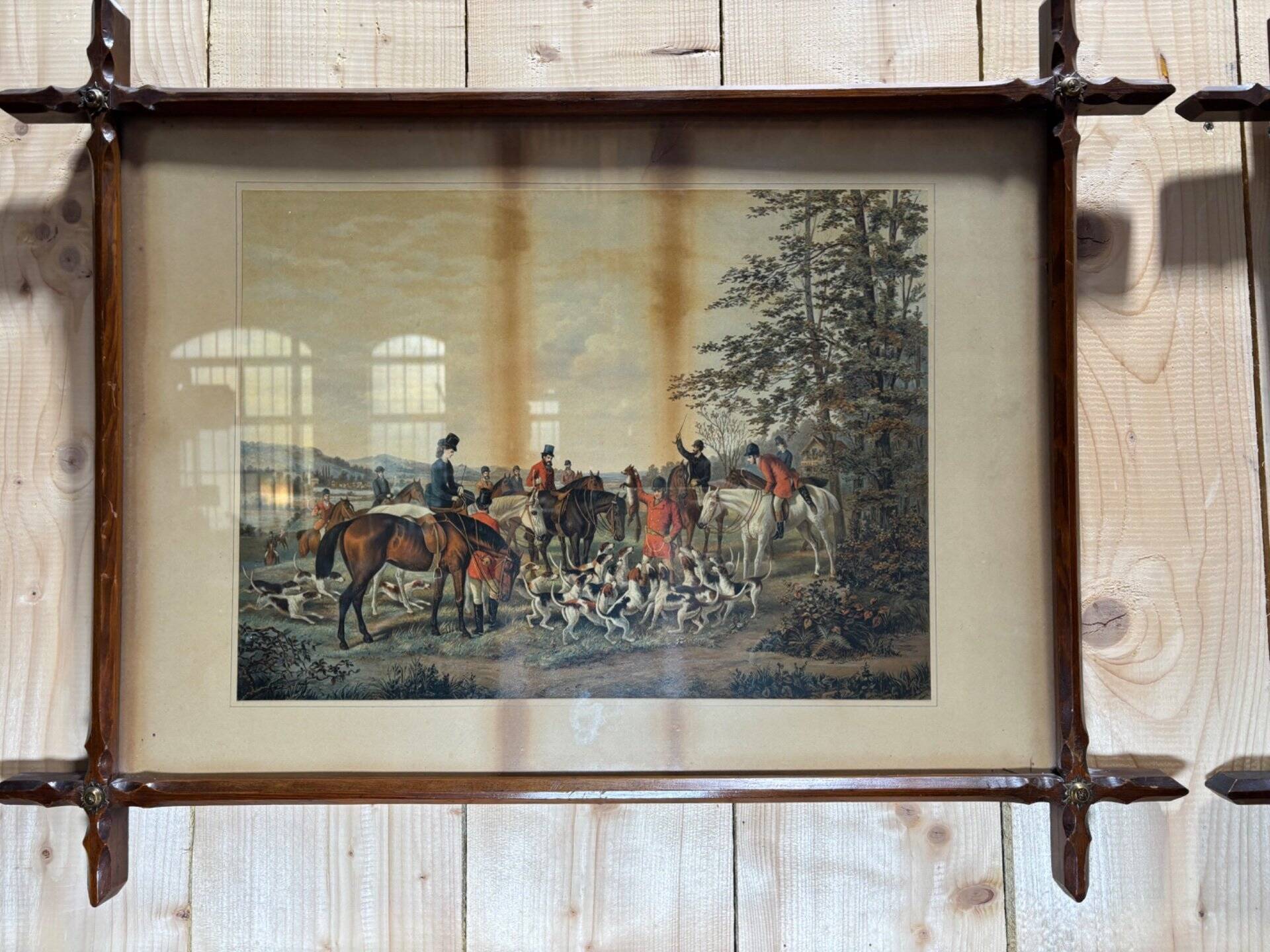 2 framed hunting scenes