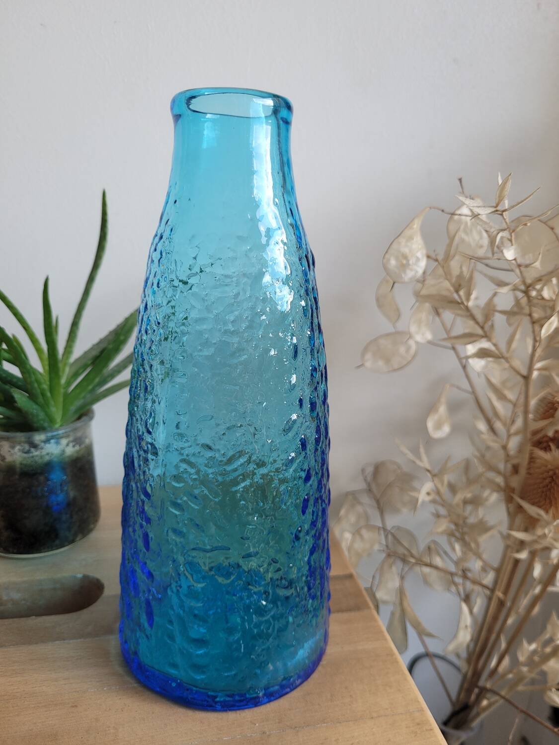 Blue glass carafe