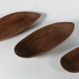 3 coupelles en olivier signées vers 1960