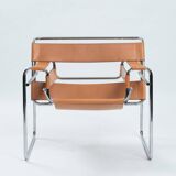 Wassily chair by Marcel Breuer, in brown leather, Italy, 1980s