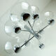 1970s kaiser 8-light PENDANT LIGHT chandelier chrom and clear glass