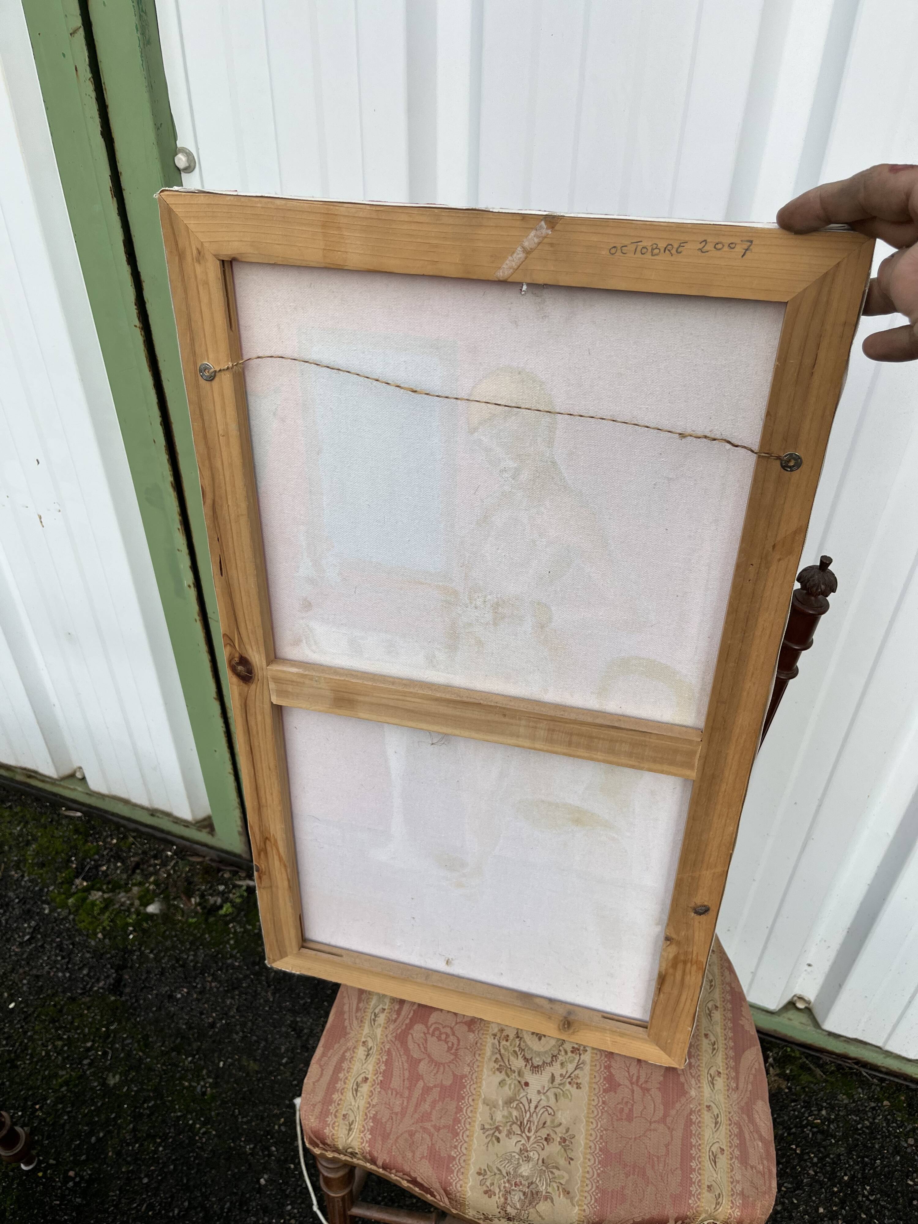 Painting Woman in the Bathroom - Signed Danon, Art Deco Style