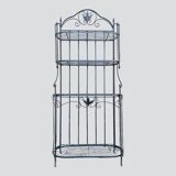 Old wrought iron garden shelf for plants