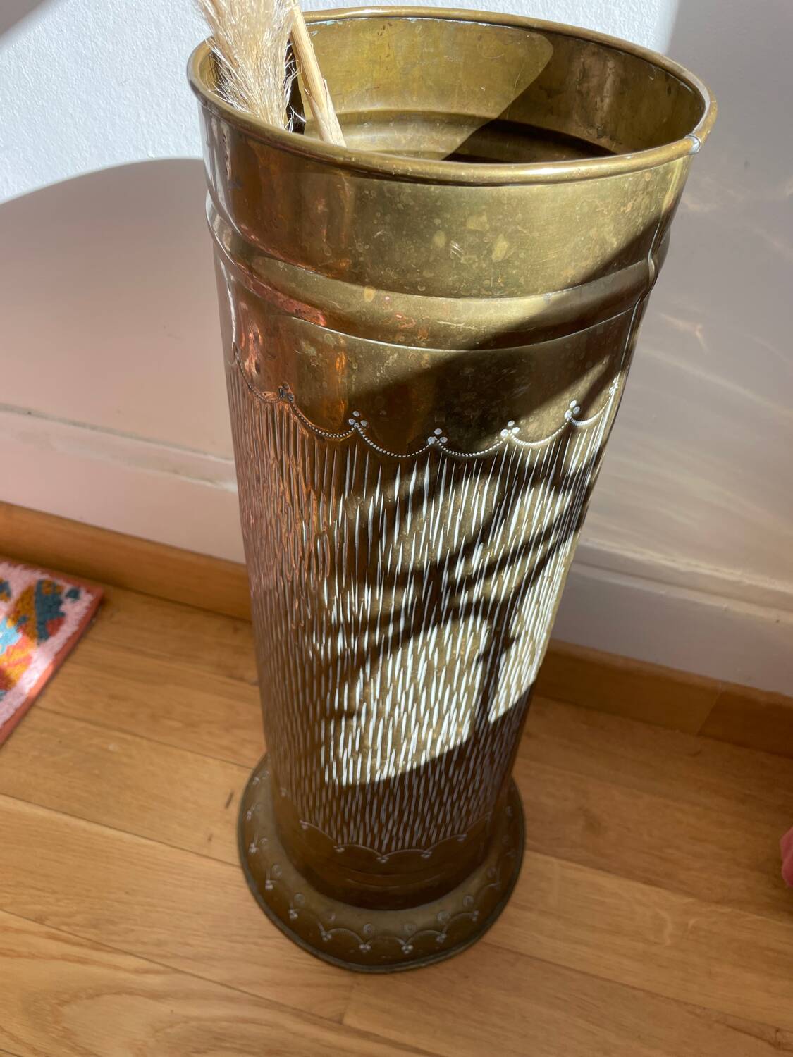 Gold metal umbrella stand