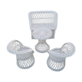 Trunk show white rattan for kids with bench seats and table