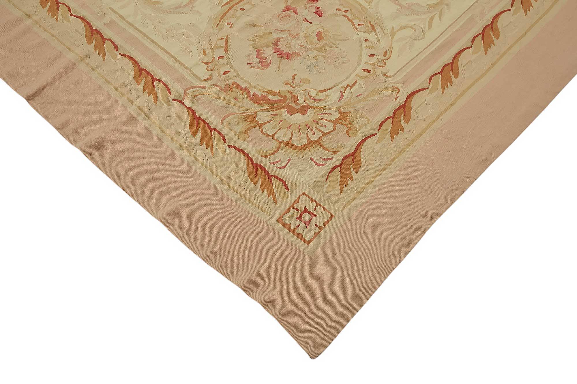 Handmade European Vintage Aubusson Kilim 308 cm x 397 cm