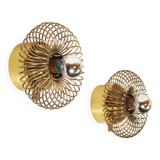 Pair of rare brass 'Spring' wall lamps by Oxar