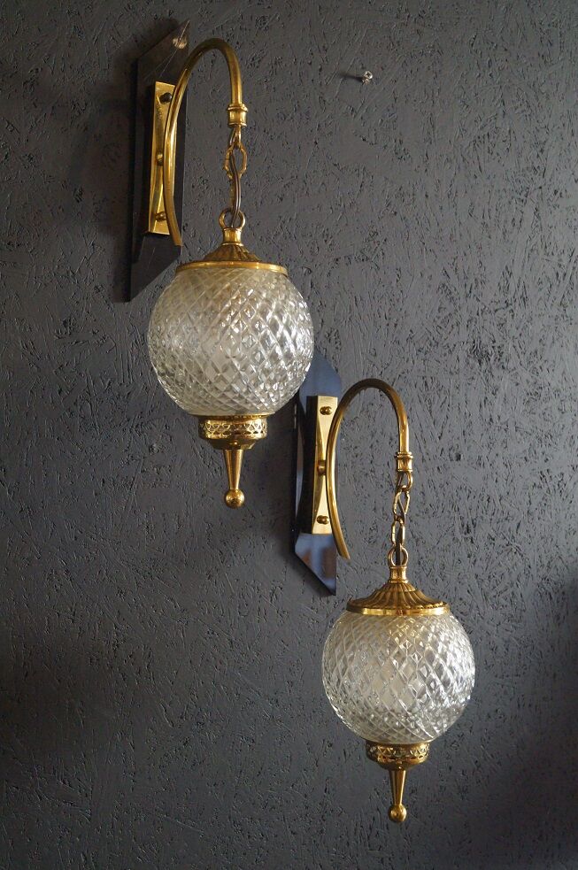Pair of 1960 brass wall lamp
