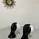 2 black ceramic hand lamps from the 70s / vintage and opaline lamp