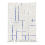 Moroccan Berber Beni Ouarain rug, ecru with blue patterns, 2.40x1.46m