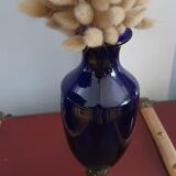 Blue vase, brass base early 20th century