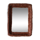 Miroir en rotin et bois foncé années 60 36x50cm