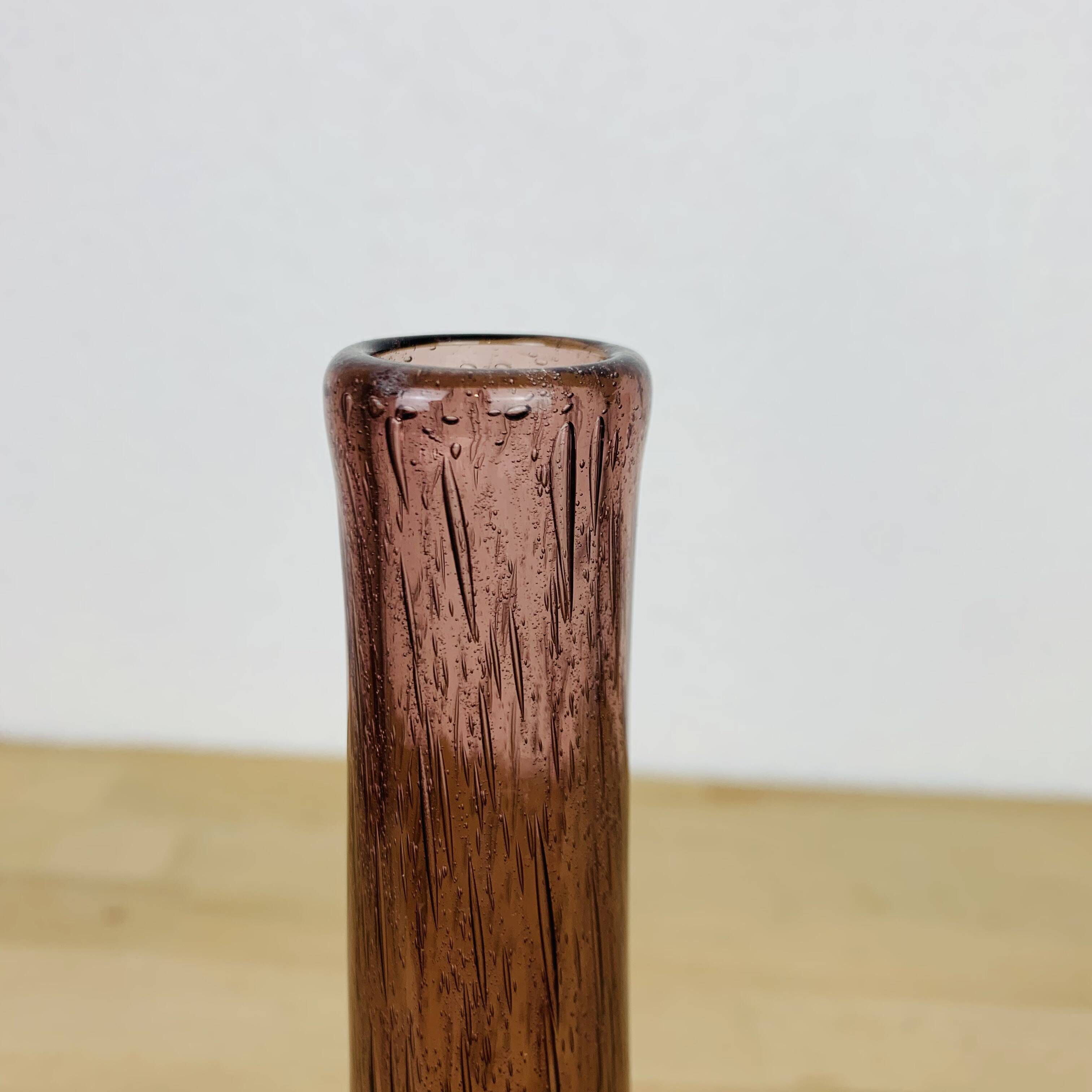 Biot purple bubbled glass soliflore vase