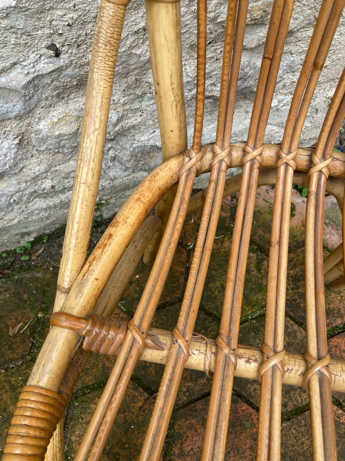 Lot de 10 chaises en rotin vintage