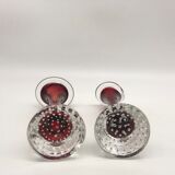 Duo of glass candle holders in the style of Murano