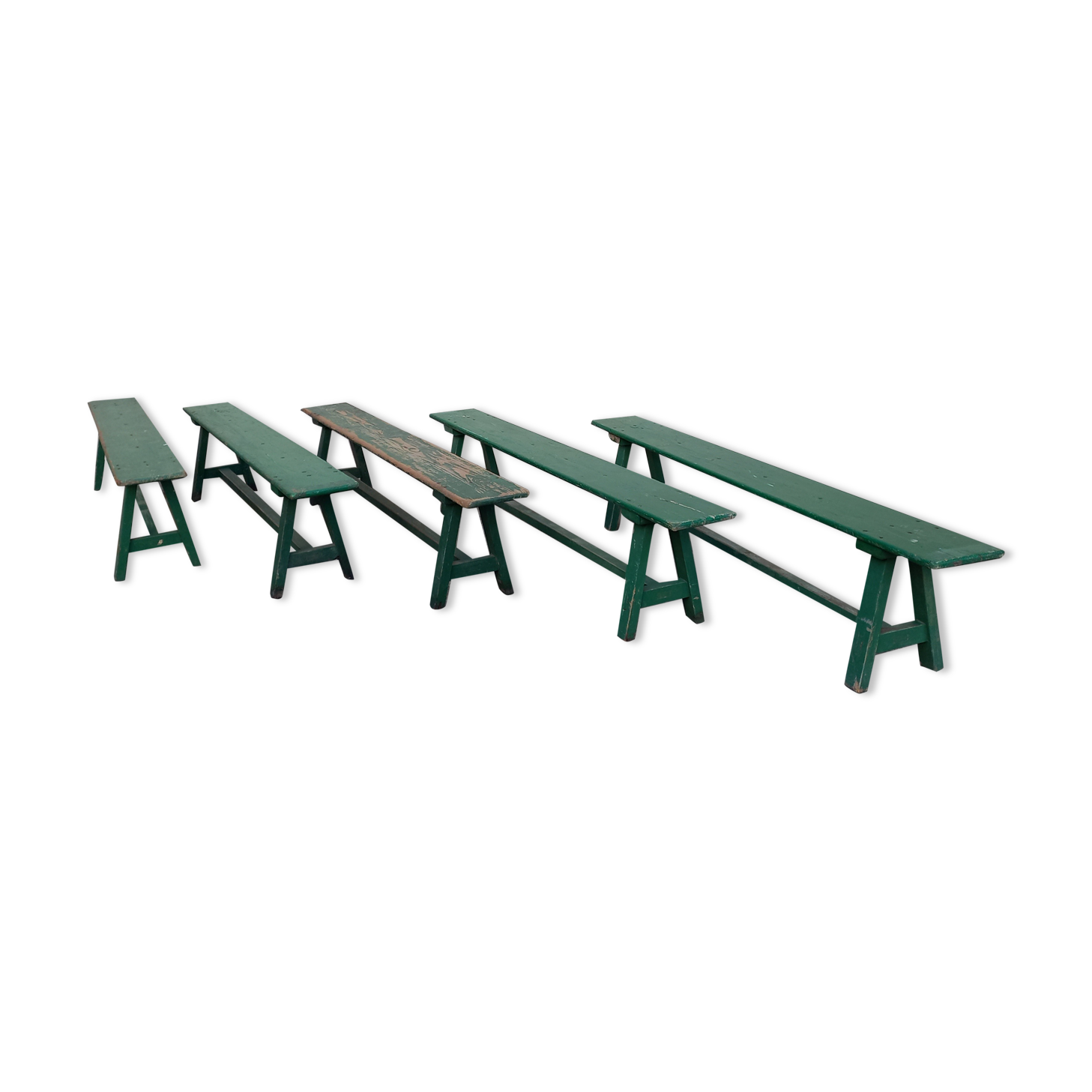 Benches of guinguettes, lot of 5
