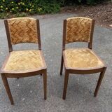 pair of beige velvet Art Deco / vintage chairs