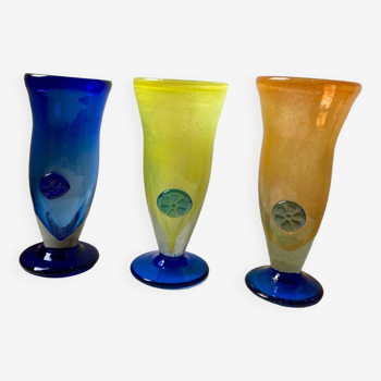 Lot de 3 verres artisanaux bullés