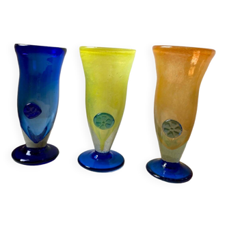 Lot de 3 verres artisanaux bullés