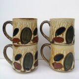 Lot de 4 mugs vintages en céramique