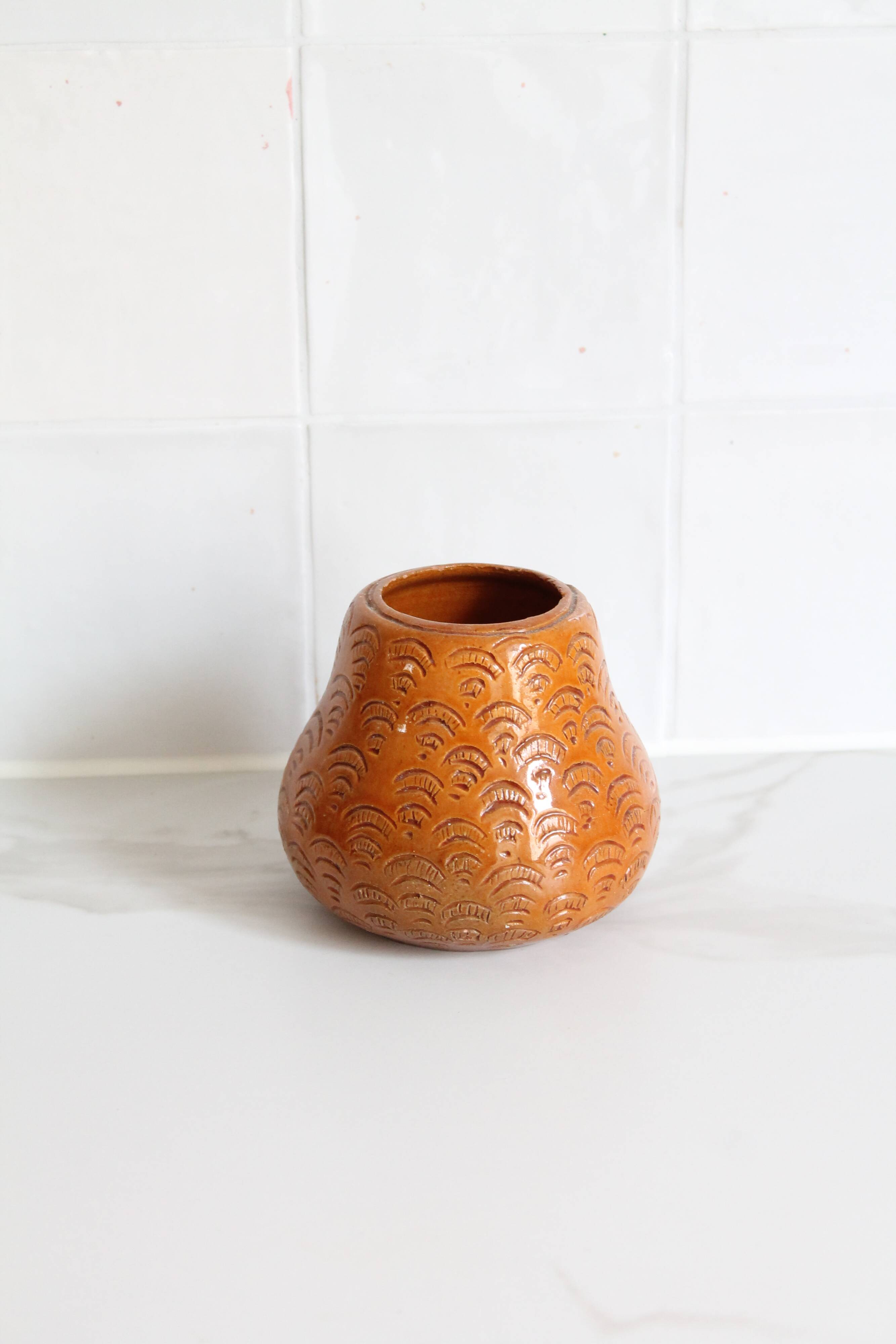 Ancient Albi pottery in glazed terracotta, ceramic vase.