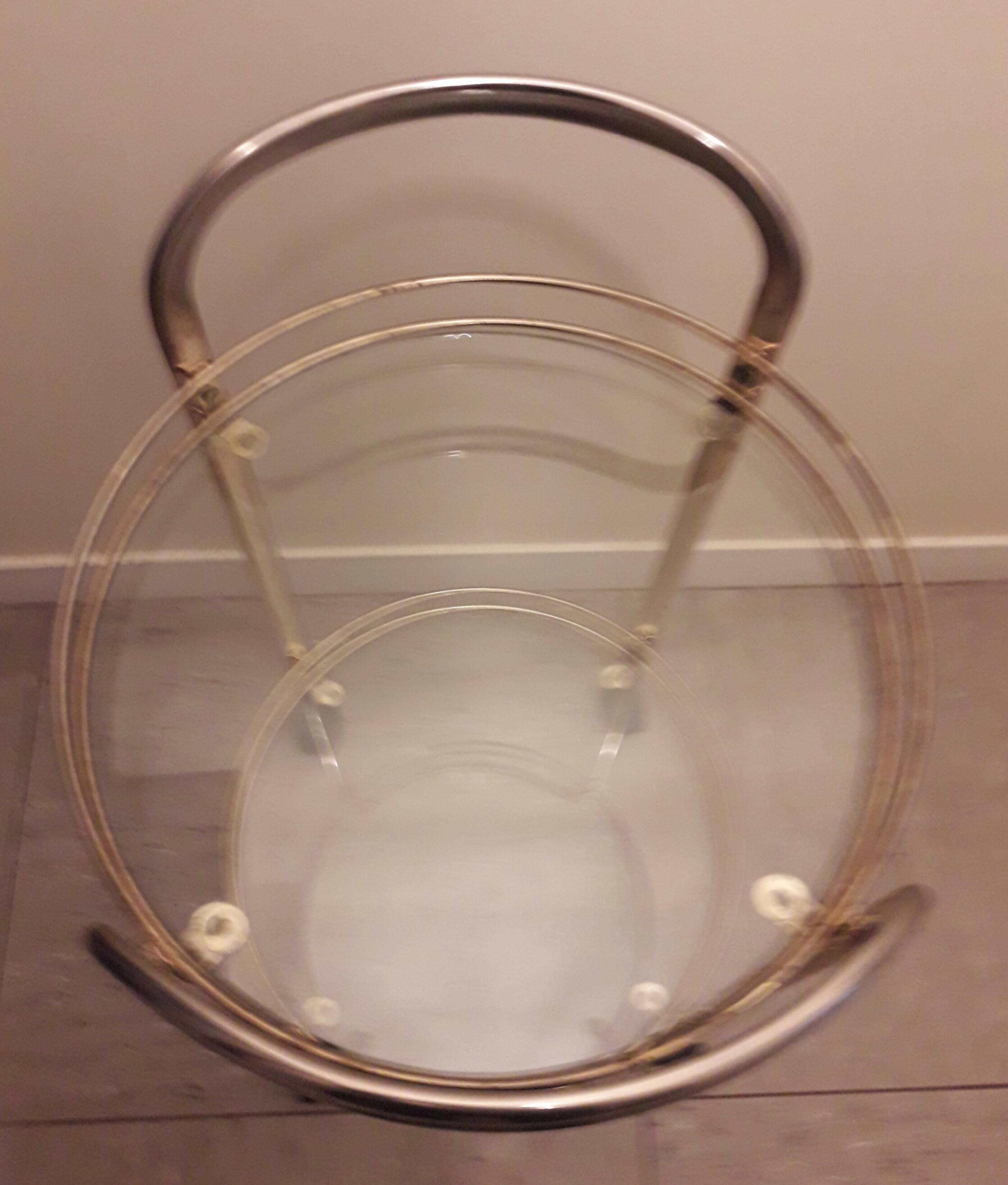 Rolling service in gilded metal and glass