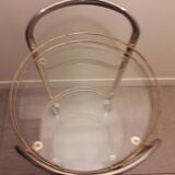 Rolling service in gilded metal and glass