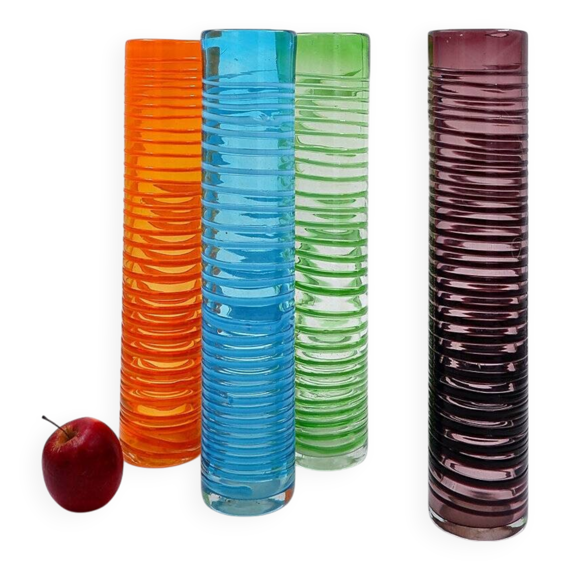 Set of four large spiral vases - Murano glass