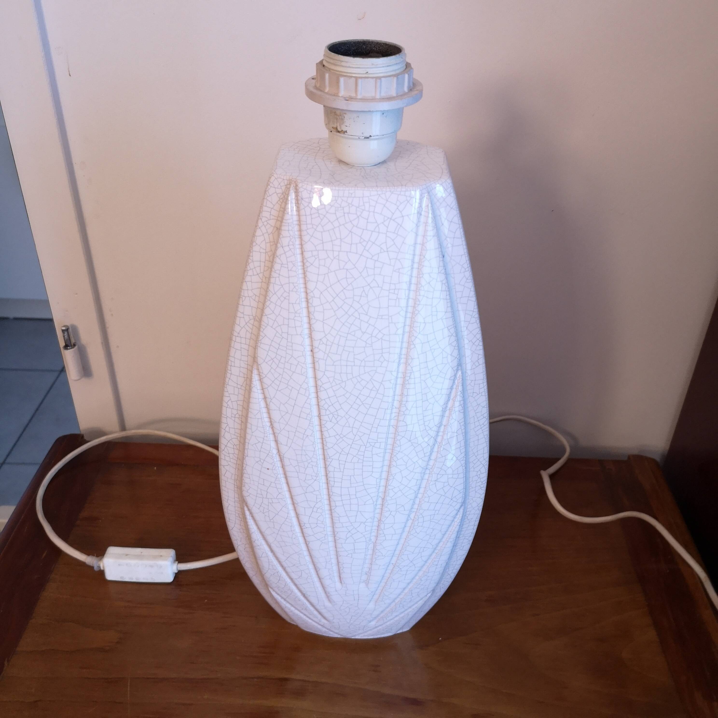 "Fan" lamp base in crackled ceramic - 1980s