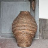 Old basket, straw and bramble, woven basket, interior decoration