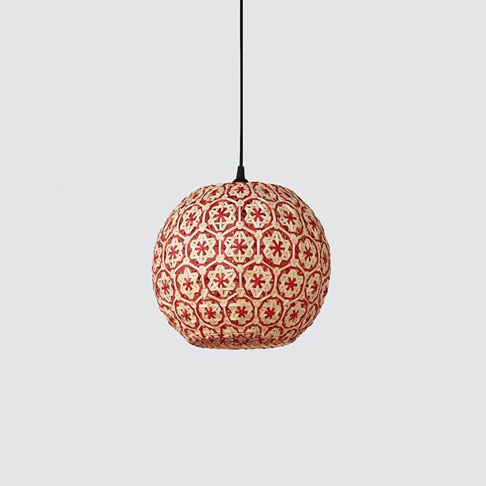 Red Rattan Pendant Light