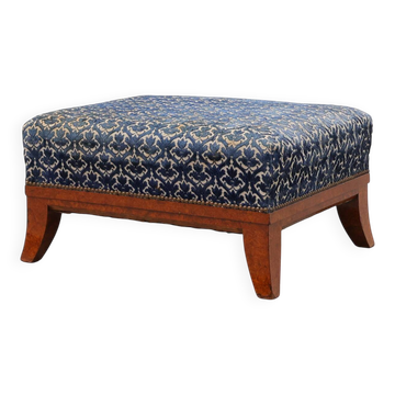Art Deco Upholstered Footstool with Sabre Legs, France, 20th Century