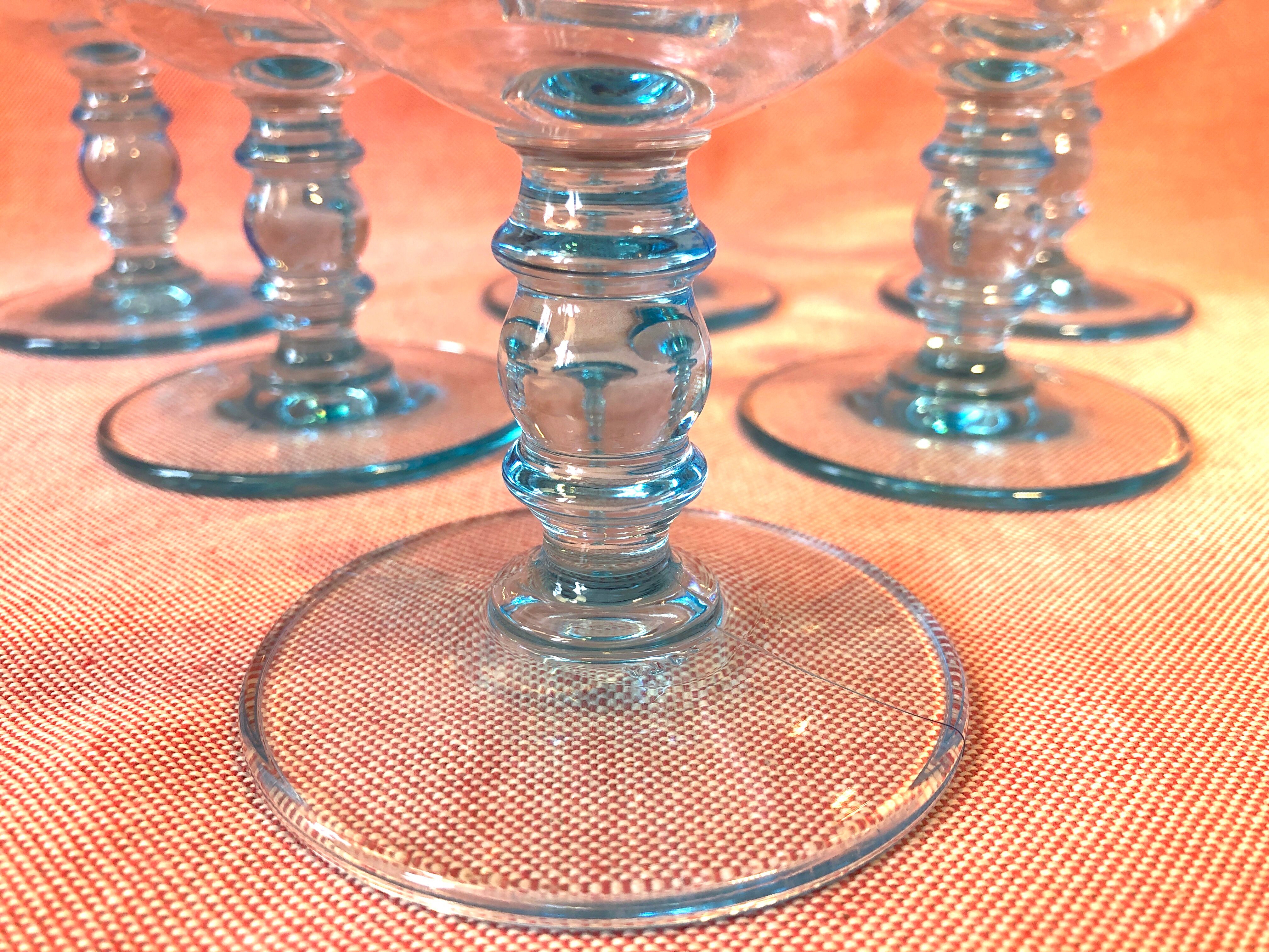 Vintage blue champagne glasses