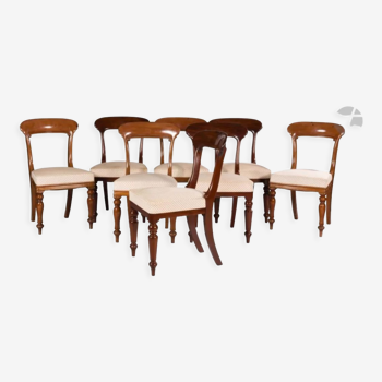 Suite of 8 solid mahogany chairs, late nineteenth