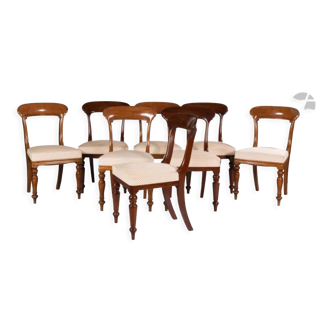 Suite of 8 solid mahogany chairs, late nineteenth
