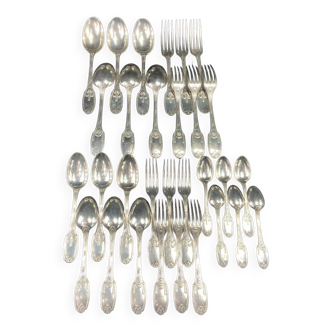Ménagère Christofle métal argenté Empire grands couverts et entremets, cuillères