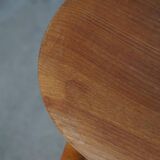 Round beech stool by a Danish cabinetmaker, mid-century modern, 1970s.