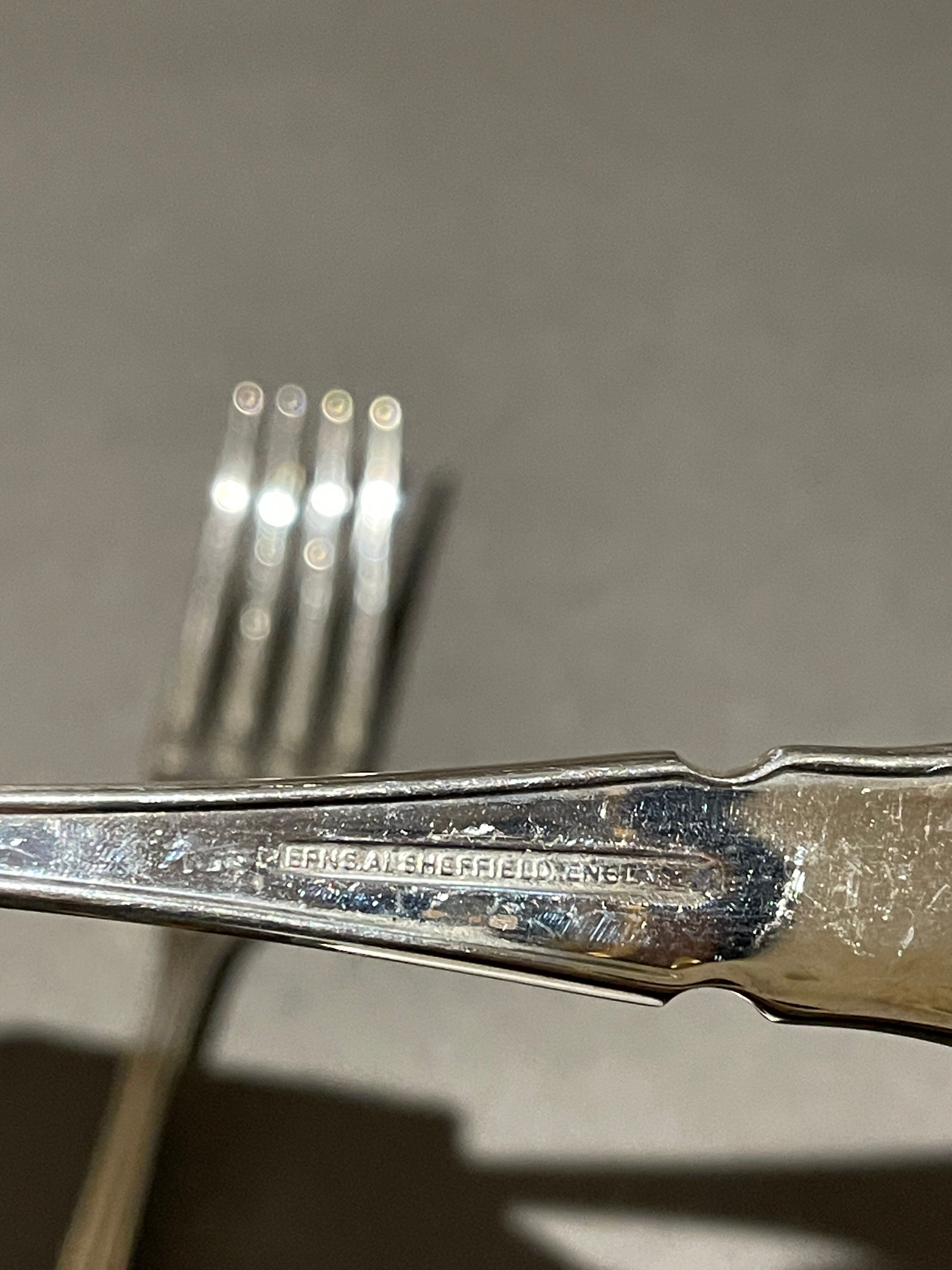 Table Knife Fork Silver Plated Set of Cutlery 37 England Antique Art Deco