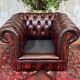 90s red leather Chesterfield armchair