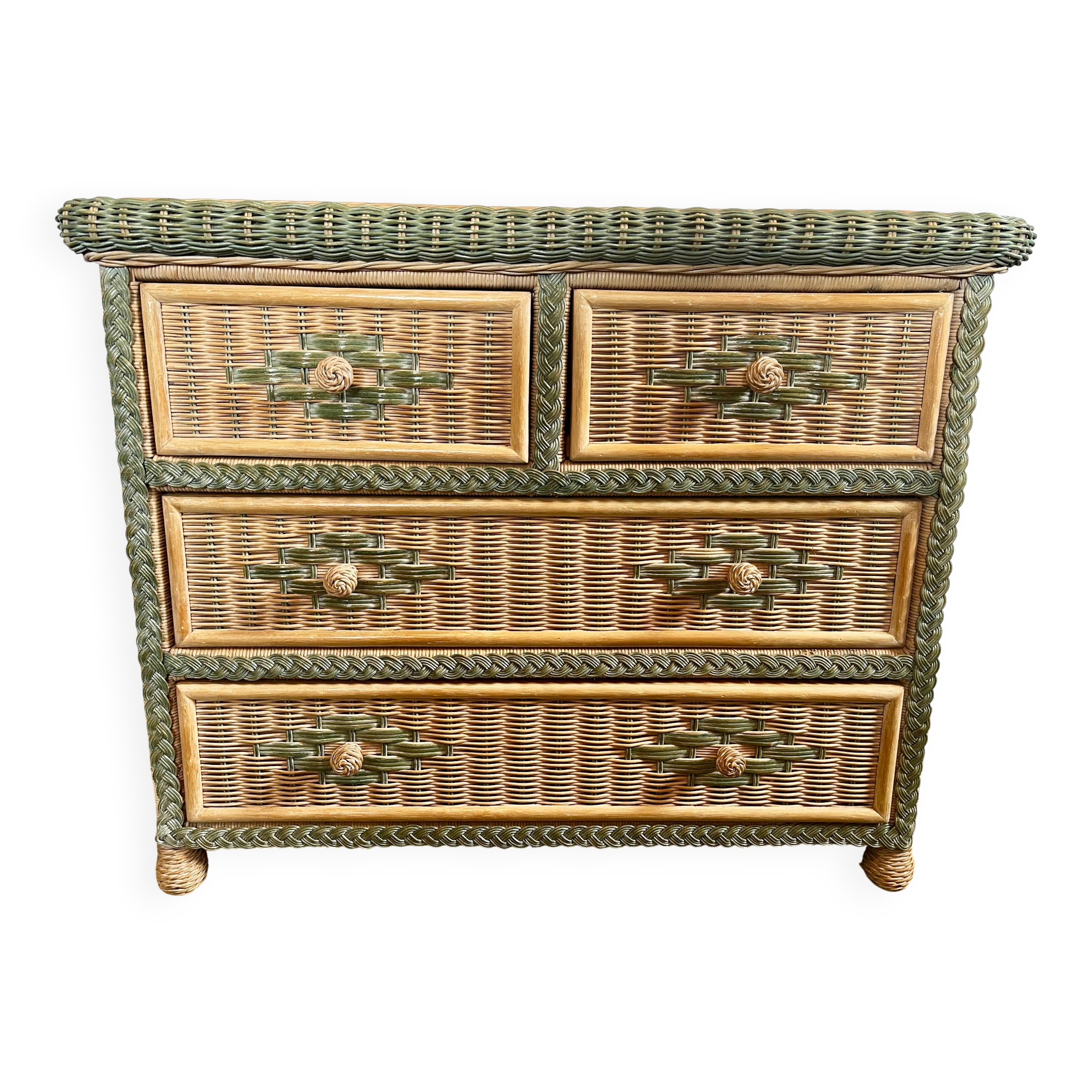 Vintage wicker chest of drawers, 80s/90s.