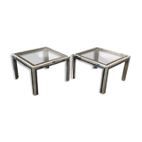 Pair of Romeo Rega chrome & brass side tables