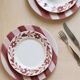 Hand-painted ceramic dessert plate with red flowers